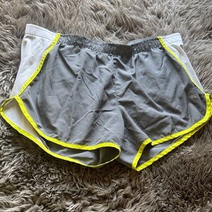 Puma Gray and Neon Yellow Women's Athletic Shorts